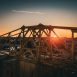 Le soleil se lève sur Nantes et sa célèbre grue Jaune