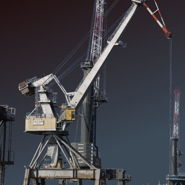 grue grise non Des grues et des grues. Sur le port de St Nazaire une grue vient de prendre place