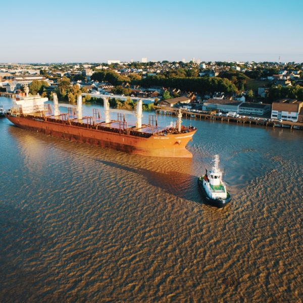 Evitage dans le port de Nantes Un bateau de 179 mètres de long entame une manoeuvre d'évitage aux premières lueurs du matin et à marée haute. Long de 179 mètres, il ne faut pas moins de 3 remorqueurs afin d'exécuter la manoeuvre. Suivi de chantier, travaux portuaires