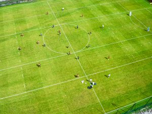 Utilisation du drone lors des entrainements d'un groupe professionnel de football