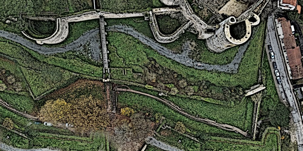 Modélisation à l'aide d'un drone du château de Clisson en Loire Atlantique. Des recherches archéologiques sont toujours en cours sur le site.