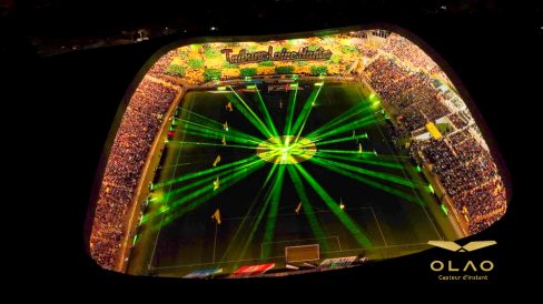 Pluie d'étoiles et de lasers sur le terrain avec un magnifique Tiffo de la brigade Loire.