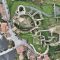 Orthophoto par drone du château de Clisson et de ses remparts, au bord de la Sèvre nantaise (novembre 2023)
